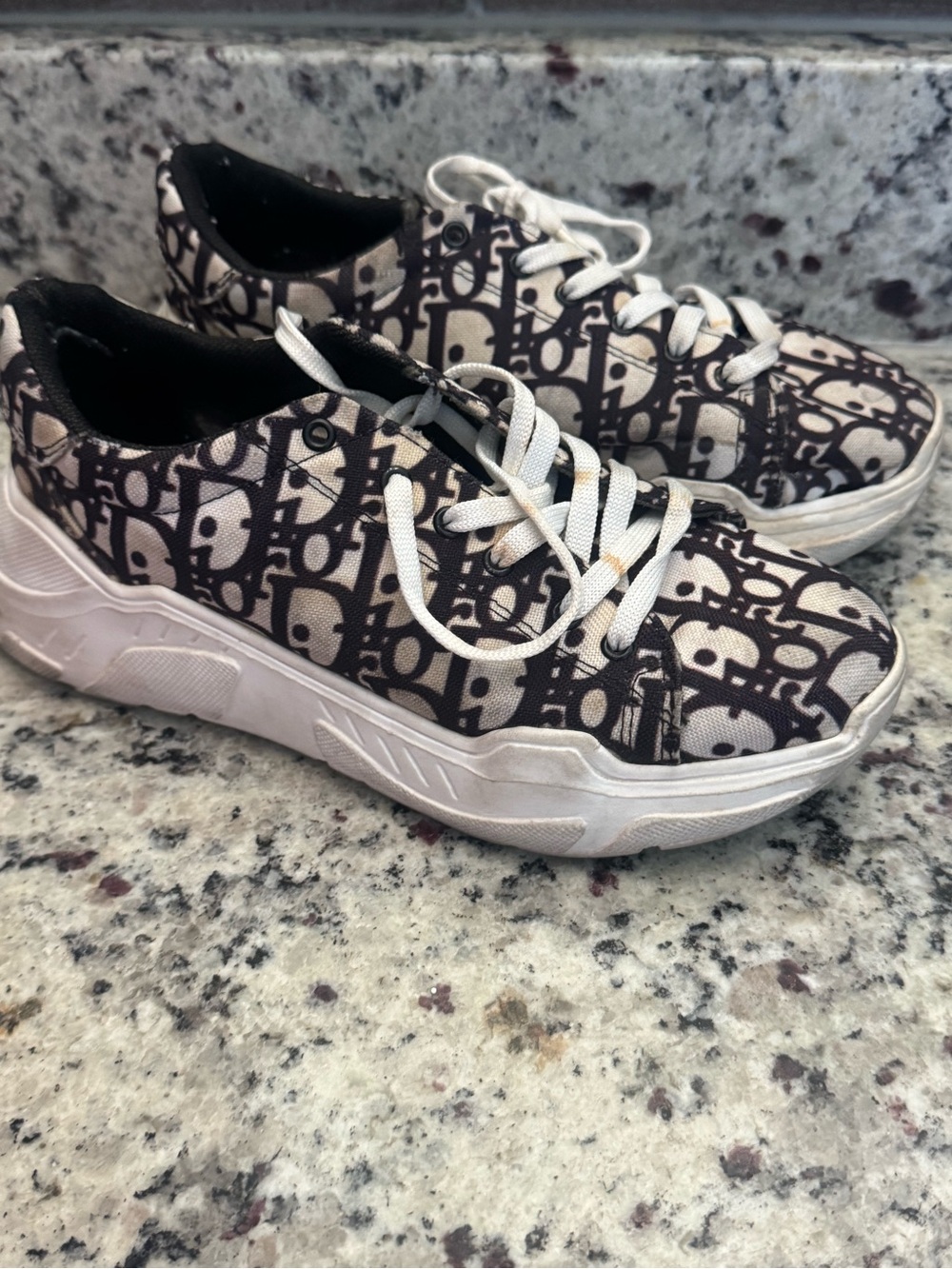 Kids Black & White Patterned Fashion Sneakers